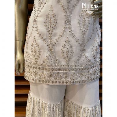 Rice White Georgette Garara Suit