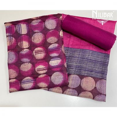 Pink Matka Silk Printed Unstitched Suit