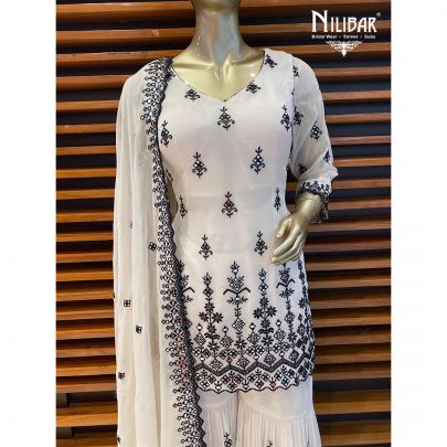 Black and White Georgette Garara Suit