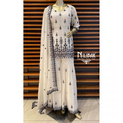 Black and White Georgette Garara Suit