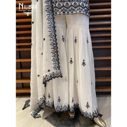 Black and White Georgette Garara Suit