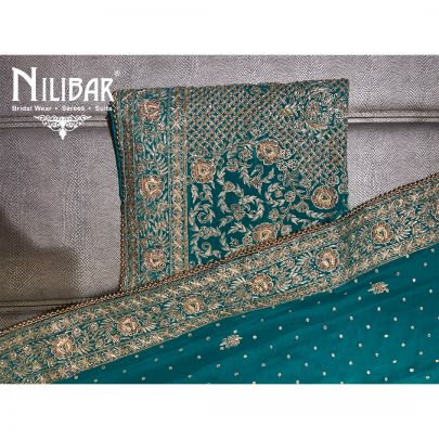 Turquoise Crepe  Unstitched Suit
