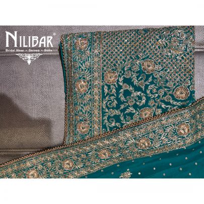 Turquoise Crepe  Unstitched Suit