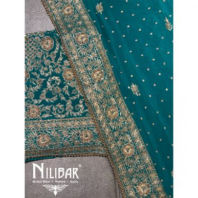 Turquoise Crepe  Unstitched Suit