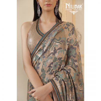 Beige Georgette Saree