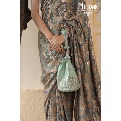 Beige Georgette Saree
