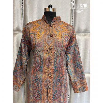 Yellow and Multicolor Pashmina Coat