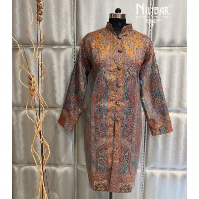Yellow and Multicolor Pashmina Coat