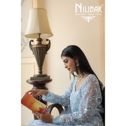 Ice Blue Net Garara Suit
