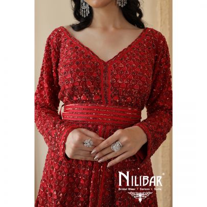 Red Net Garara Suit