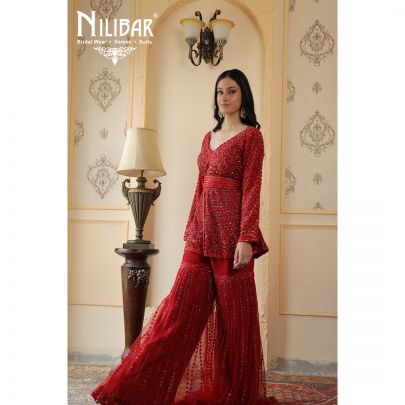 Red Net Garara Suit
