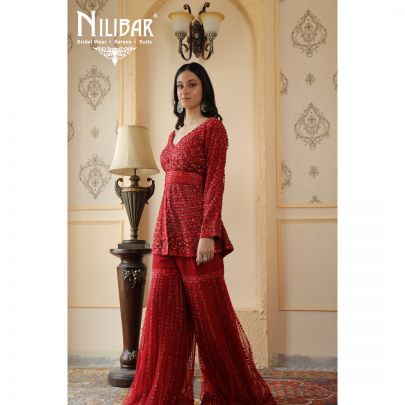 Red Net Garara Suit