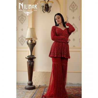 Red Net Garara Suit