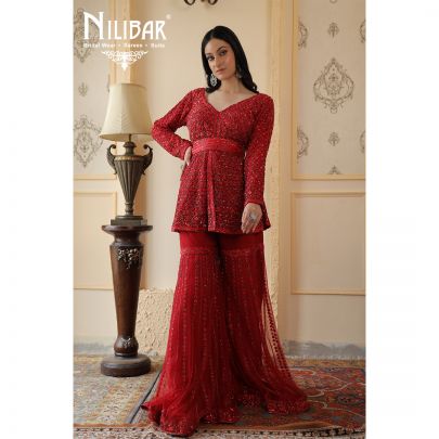 Red Net Garara Suit