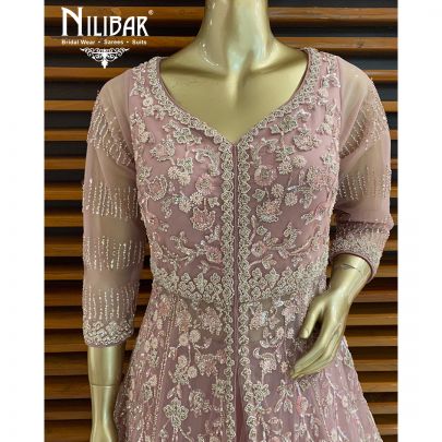 Crepe Pink Net Reception Lehenga