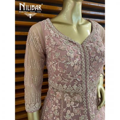 Crepe Pink Net Reception Lehenga