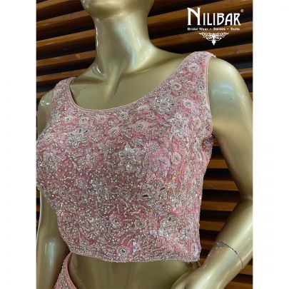 Lemonade Pink Net Reception Lehenga