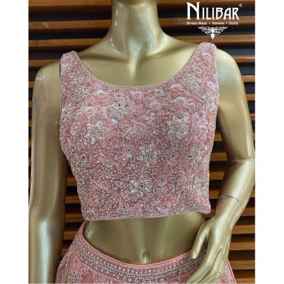 Lemonade Pink Net Reception Lehenga