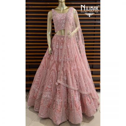 Lemonade Pink Net Reception Lehenga