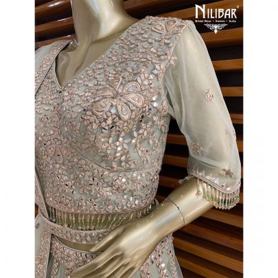 Pistachio Green  Net Reception Lehenga
