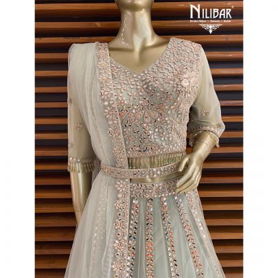 Pistachio Green  Net Reception Lehenga