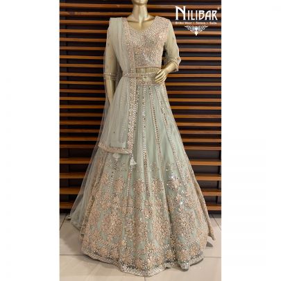 Pistachio Green  Net Reception Lehenga