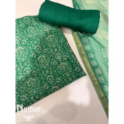 Dark Green Pashmina Unstitched Suit 