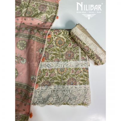 Lemon Cotton Printed Unstitched Suit