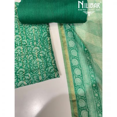 Dark Green Pashmina Unstitched Suit 