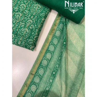 Dark Green Pashmina Unstitched Suit 