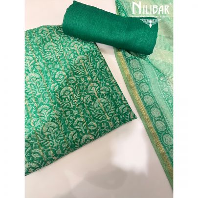 Dark Green Pashmina Unstitched Suit 