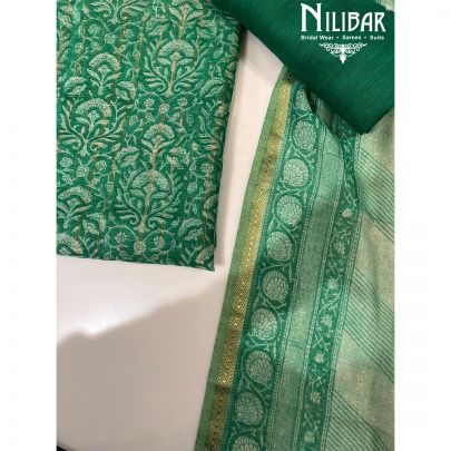 Dark Green Pashmina Unstitched Suit 