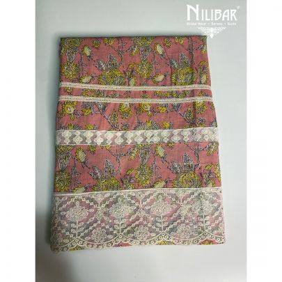 Pink Cotton Printed Unstitched Suit