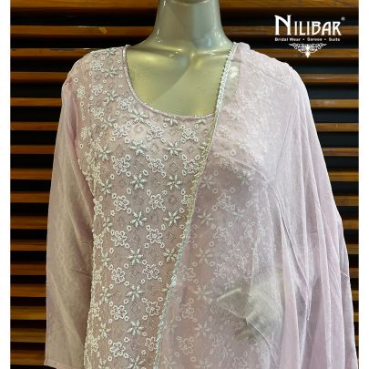 Lavender Chinon and Chiffon Palazzo Suit Set