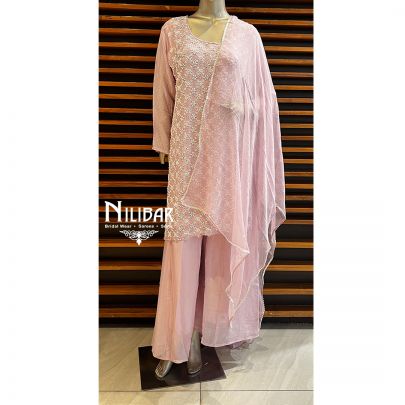Lavender Chinon and Chiffon Palazzo Suit Set