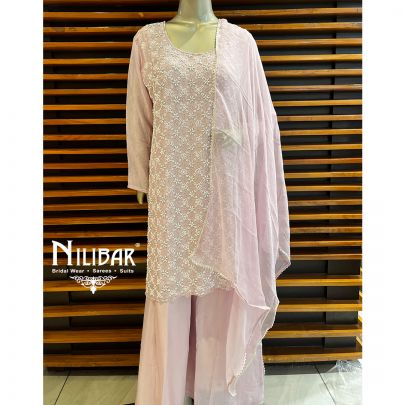 Lavender Chinon and Chiffon Palazzo Suit Set