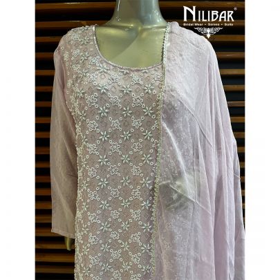 Lavender Chinon and Chiffon Palazzo Suit Set
