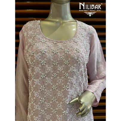 Lavender Chinon and Chiffon Palazzo Suit Set