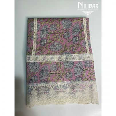 Mauve Cotton Printed Unstitched Suit