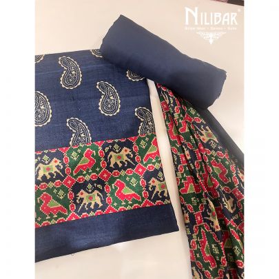 Dark Blue Pashmina Unstitched Suit