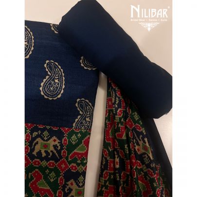 Dark Blue Pashmina Unstitched Suit
