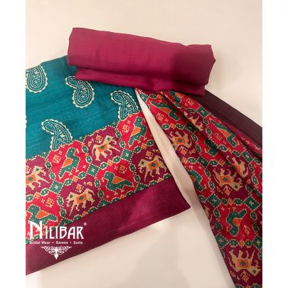 Turquoise Pashmina Unstitched Suit 