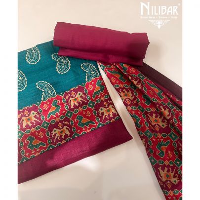 Turquoise Pashmina Unstitched Suit 