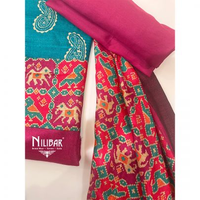 Turquoise Pashmina Unstitched Suit 