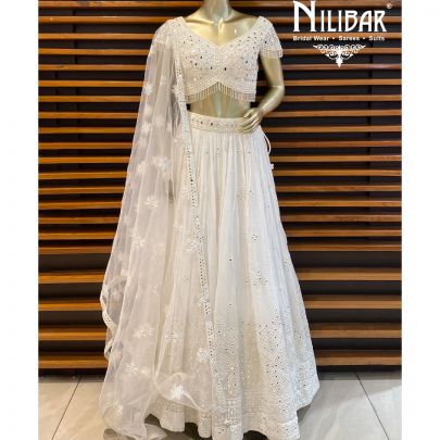 Pure White Georgette Lehenga