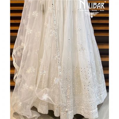 Pure White Georgette Lehenga