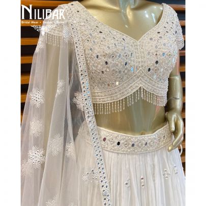 Pure White Georgette Lehenga