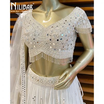 Pure White Georgette Lehenga