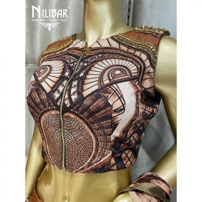 Cinnamon Brown Silk and Georgette Lehenga