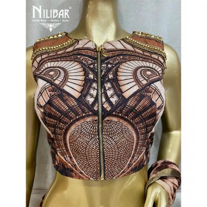 Cinnamon Brown Silk and Georgette Lehenga